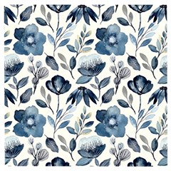 Indigo Watercolor Floral Seamless Pattern Wooden Puzzle Square by BangZart