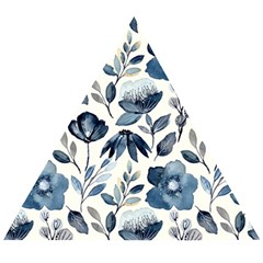 Indigo Watercolor Floral Seamless Pattern Wooden Puzzle Triangle by BangZart