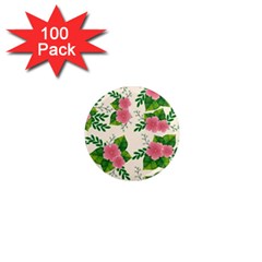 Cute Pink Flowers With Leaves-pattern 1  Mini Magnets (100 Pack)  by BangZart