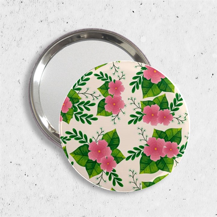 Cute pink flowers with leaves-pattern 2.25  Handbag Mirrors