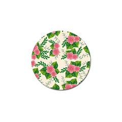 Cute Pink Flowers With Leaves-pattern Golf Ball Marker (4 Pack) by BangZart