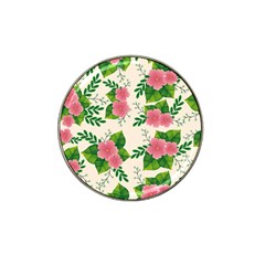 Cute Pink Flowers With Leaves-pattern Hat Clip Ball Marker (4 Pack) by BangZart