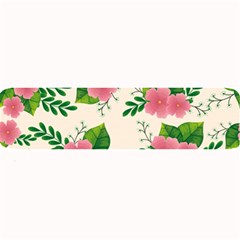 Cute Pink Flowers With Leaves-pattern Large Bar Mats by BangZart