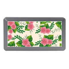 Cute Pink Flowers With Leaves-pattern Memory Card Reader (mini) by BangZart