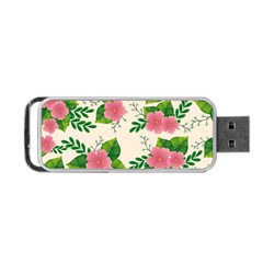 Cute Pink Flowers With Leaves-pattern Portable Usb Flash (two Sides) by BangZart