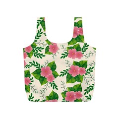 Cute Pink Flowers With Leaves-pattern Full Print Recycle Bag (s) by BangZart