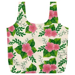 Cute Pink Flowers With Leaves-pattern Full Print Recycle Bag (xl) by BangZart