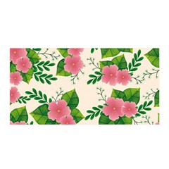 Cute Pink Flowers With Leaves-pattern Satin Wrap by BangZart