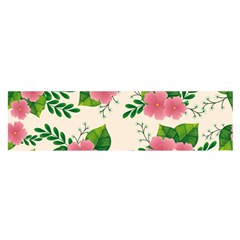 Cute Pink Flowers With Leaves-pattern Satin Scarf (oblong) by BangZart