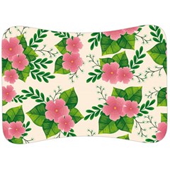 Cute Pink Flowers With Leaves-pattern Velour Seat Head Rest Cushion by BangZart