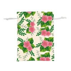 Cute Pink Flowers With Leaves-pattern Lightweight Drawstring Pouch (s) by BangZart