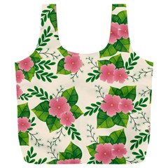 Cute Pink Flowers With Leaves-pattern Full Print Recycle Bag (xxl) by BangZart