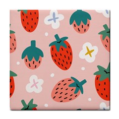 Strawberry Seamless Pattern Tile Coaster by BangZart