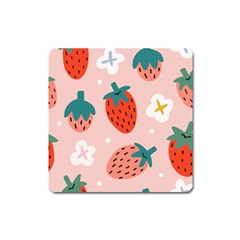 Strawberry Seamless Pattern Square Magnet by BangZart