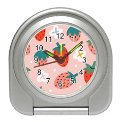 Strawberry Seamless Pattern Travel Alarm Clock