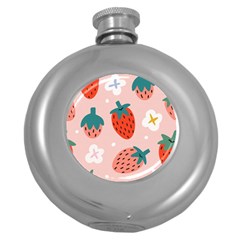 Strawberry Seamless Pattern Round Hip Flask (5 Oz) by BangZart