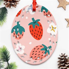 Strawberry Seamless Pattern Ornament (oval Filigree) by BangZart