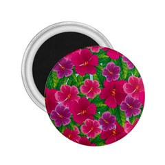 Background Cute Flowers Fuchsia With Leaves 2 25  Magnets by BangZart