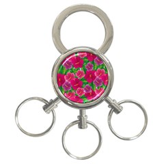 Background Cute Flowers Fuchsia With Leaves 3-ring Key Chain by BangZart