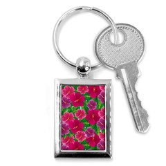 Background Cute Flowers Fuchsia With Leaves Key Chain (rectangle) by BangZart