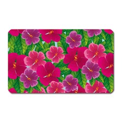 Background Cute Flowers Fuchsia With Leaves Magnet (rectangular) by BangZart