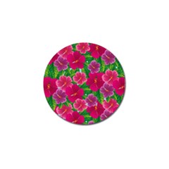 Background Cute Flowers Fuchsia With Leaves Golf Ball Marker (4 Pack) by BangZart