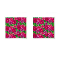 Background Cute Flowers Fuchsia With Leaves Cufflinks (square) by BangZart