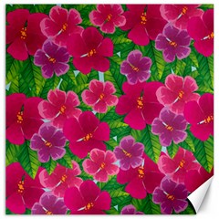 Background Cute Flowers Fuchsia With Leaves Canvas 12  X 12 