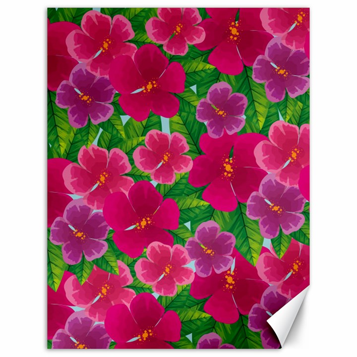 Background cute flowers fuchsia with leaves Canvas 12  x 16 