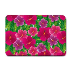 Background Cute Flowers Fuchsia With Leaves Small Doormat  by BangZart