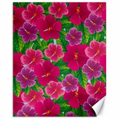 Background Cute Flowers Fuchsia With Leaves Canvas 11  X 14  by BangZart