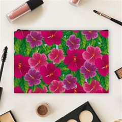 Background Cute Flowers Fuchsia With Leaves Cosmetic Bag (large) by BangZart