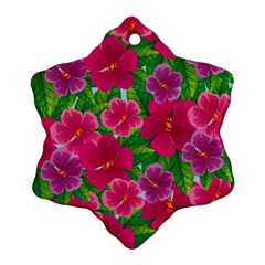 Background Cute Flowers Fuchsia With Leaves Snowflake Ornament (two Sides) by BangZart