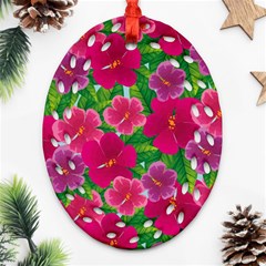 Background Cute Flowers Fuchsia With Leaves Ornament (oval Filigree) by BangZart