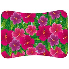 Background Cute Flowers Fuchsia With Leaves Velour Seat Head Rest Cushion by BangZart