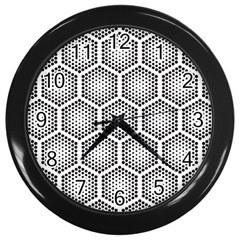 Halftone Tech Hexagons Seamless Pattern Wall Clock (black) by BangZart