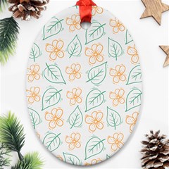 Hand Drawn Cute Flowers With Leaves Pattern Ornament (oval) by BangZart