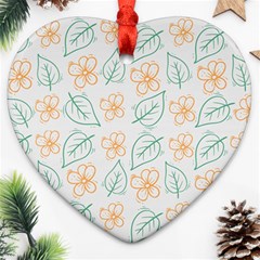 Hand Drawn Cute Flowers With Leaves Pattern Ornament (heart) by BangZart