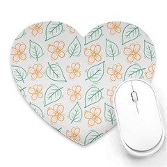 Hand Drawn Cute Flowers With Leaves Pattern Heart Mousepads by BangZart