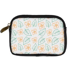 Hand Drawn Cute Flowers With Leaves Pattern Digital Camera Leather Case by BangZart