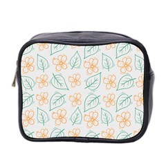 Hand Drawn Cute Flowers With Leaves Pattern Mini Toiletries Bag (two Sides)