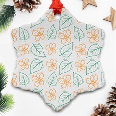 Hand Drawn Cute Flowers With Leaves Pattern Snowflake Ornament (two Sides) by BangZart