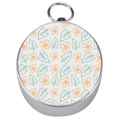 Hand Drawn Cute Flowers With Leaves Pattern Silver Compasses by BangZart