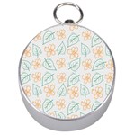 Hand drawn cute flowers with leaves pattern Silver Compasses Front