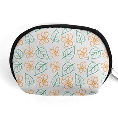 Hand Drawn Cute Flowers With Leaves Pattern Accessory Pouch (medium)