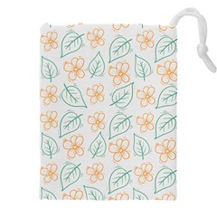 Hand Drawn Cute Flowers With Leaves Pattern Drawstring Pouch (4xl)