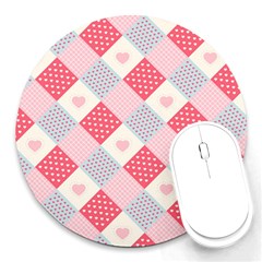 Cute Kawaii Patches Seamless Pattern Round Mousepads by BangZart