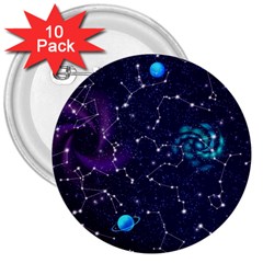 Realistic Night Sky Poster With Constellations 3  Buttons (10 Pack)  by BangZart