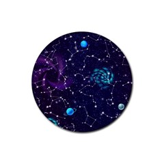 Realistic Night Sky Poster With Constellations Rubber Coaster (round)  by BangZart