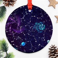 Realistic Night Sky Poster With Constellations Round Ornament (two Sides) by BangZart